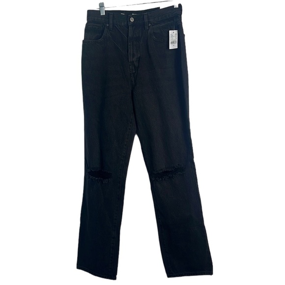 NWT PacSun Dark Grey Distressed High Waisted Dad Jeans Size 28 - Picture 1 of 13